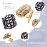 2 Sets Brass CZ Box Clasps Rectangle Mixed 34x43x9mm