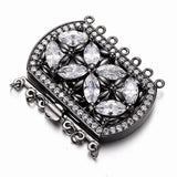 2 Sets Brass CZ Box Clasps Rectangle Mixed 34x43x9mm