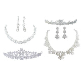 Bridal Necklace Earring Set: Tiara, Earring, 3 Necklace Set Rhinestone Wedding
