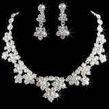 Bridal Necklace Earring Set: Tiara, Earrings, 3 Necklaces + 1 Crystal Necklace