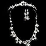 Bridal Necklace Earring Set: Tiara, Earrings, 3 Necklaces + 1 Crystal Necklace