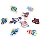 2 Sets Space Planets Astronaut Rocket Embroidered Patches Iron Sew Felt Cloth