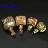 2 Sets Tibetan Eyes Dzi Bead Antiqued Stone Tee Pagoda Spacer Buddha Head Bead