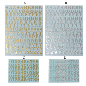 Silver Alphabet Sticker Sheets - 2 Letter Gift Sheets