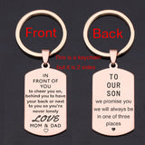 To Son Keychain: We Promise You. Love Mom Dad