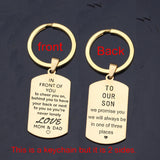 To Son Keychain: We Promise You. Love Mom Dad