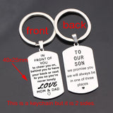 To Son Keychain: We Promise You. Love Mom Dad