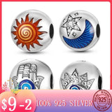 Sun Moon Eye Clip Charm for MULA Bracelet Necklace Silver