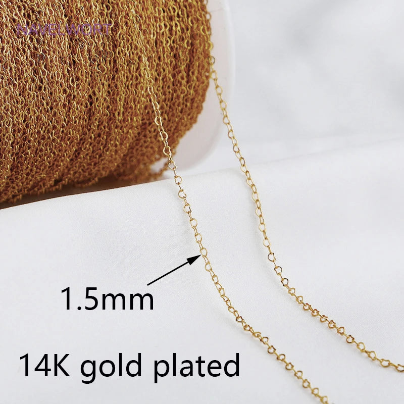 14K Heart Link Chains Brass Metal Bulk Chains DIY Jewelry Findings