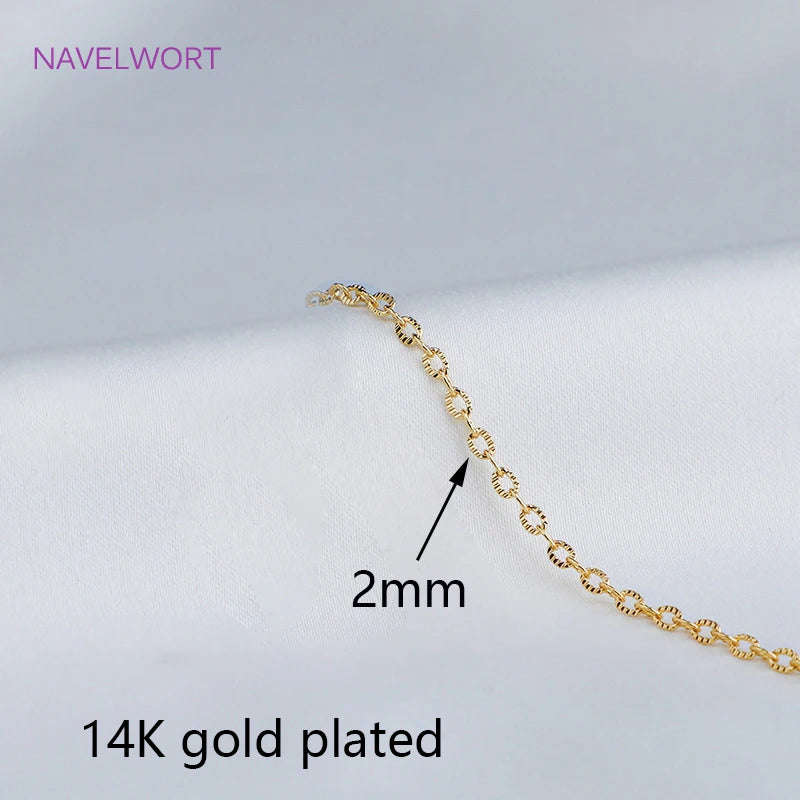 2 Sizes 14K Plated Texture Chains for DIY Necklace Bracelet Making