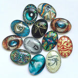 Mixed Pattern Oval Glass Cabochons for Jewelry TP-416