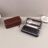 2 Slot PU Leather Watch Box Portable Travel Watch Storage Case