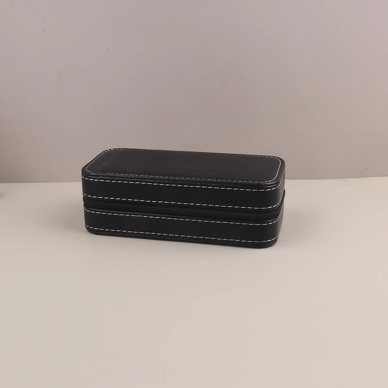 2 Slot PU Leather Watch Box Portable Travel Watch Storage Case