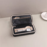 2 Slot PU Leather Watch Box Portable Travel Watch Storage Case