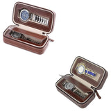 Brown Faux Leather Watch Box Travel Case Organizer Zipper Storage