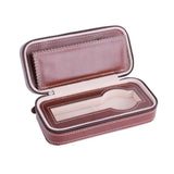 Brown Faux Leather Watch Box Travel Case Organizer Zipper Storage