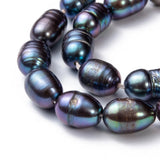 7~8mm Prussian Blue Rice Shape Pearl Beads 42pcs/strand