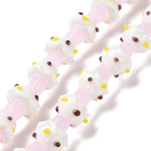 2 Mushroom Lampwork Beads for DIY Earring Bracelet Necklace Jewelry Making