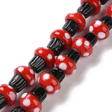 2 Mushroom Lampwork Beads for DIY Earring Bracelet Necklace Jewelry Making