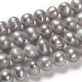 2 Strands Natural Freshwater Pearl Bead Light Grey 4~6x4~5mm