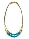 Turquoise Necklace with Hammered Beads 18 Inch