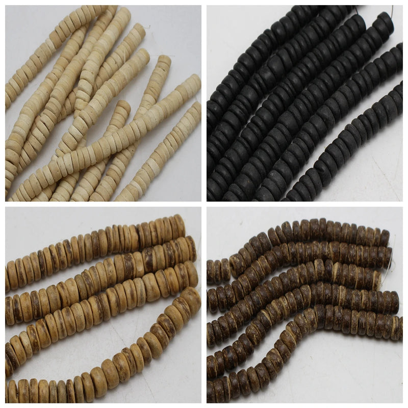 2 Strands 16" Natural Coconut Rondelle Beads 8mm Multicolor