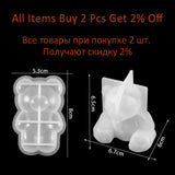 3D Geometry Bear Mirror Silicone Mold for DIY Crafts