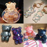 3D Geometry Bear Mirror Silicone Mold for DIY Crafts