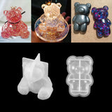 3D Geometry Bear Mirror Silicone Mold for DIY Crafts