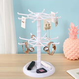 2 Tier Jewelry Organizer Rotating Display Stand Spinning Necklace Tower Storage