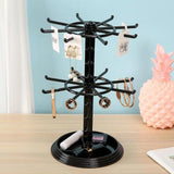 2 Tier Jewelry Organizer Rotating Display Stand Spinning Necklace Tower Storage