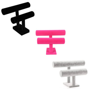 2 Tier T-bar Jewelry Stand Display Storage Rack Necklace Bracelet Organizer