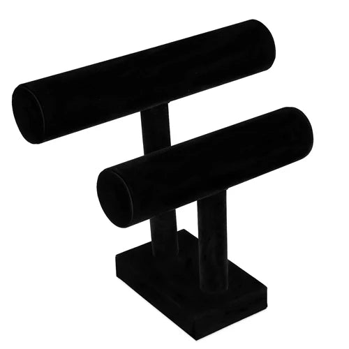 2 Tier T-bar Jewelry Stand Display Storage Rack Necklace Bracelet Organizer