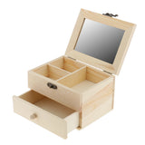 Plain Wooden Jewelry Box Organizer Storage Container Unfinished DIY Crafts