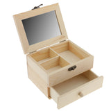 Plain Wooden Jewelry Box Organizer Storage Container Unfinished DIY Crafts