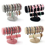 2-Tier T-Bar Velvet Headband Holder Jewelry Display Stand