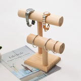 2-Tier Wooden Jewelry Necklace Bracelet Watch Display Stand