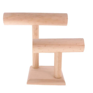 2-Tier Wooden Jewelry Necklace Bracelet Watch Display Stand