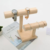 2-Tier Wooden Jewelry Necklace Bracelet Watch Display Stand