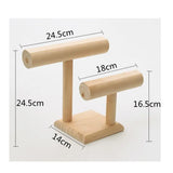 2-Tier Wooden Jewelry Necklace Bracelet Watch Display Stand