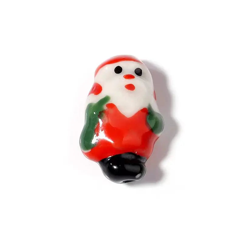 Christmas Lampwork Glass Beads Multicolor Loose Beads DIY Glass Making Bracelets