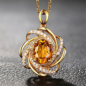 2 Carats Yellow Citrine Gemstone Pendant Necklace for Women