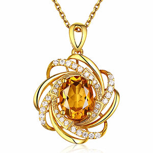 2 Carats Yellow Citrine Gemstone Pendant Necklace for Women