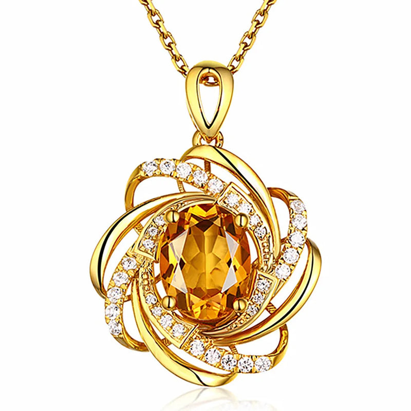 2 Carats Yellow Citrine Gemstone Pendant Necklace for Women
