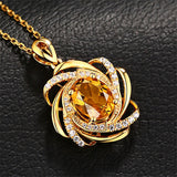2 Carats Yellow Citrine Gemstone Pendant Necklace for Women