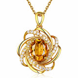 2 Carats Yellow Citrine Gemstone Pendant Necklace for Women