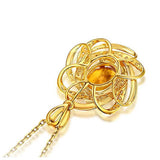 2 Carats Yellow Citrine Gemstone Pendant Necklace for Women