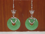 25mm Green Natural Jade Silver Plated Lady's Earrings