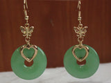 25mm Green Natural Jade Silver Plated Lady's Earrings