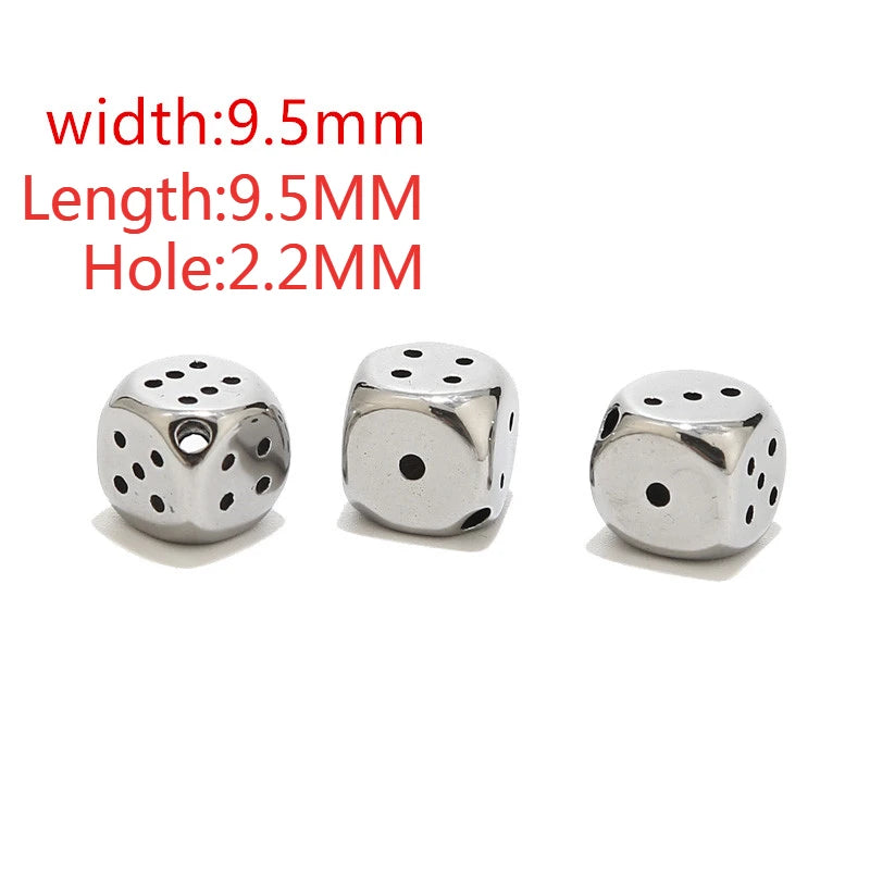 2 Dice Spacer Beads Stainless Steel Square Loose Beads for DIY Jewelry Making